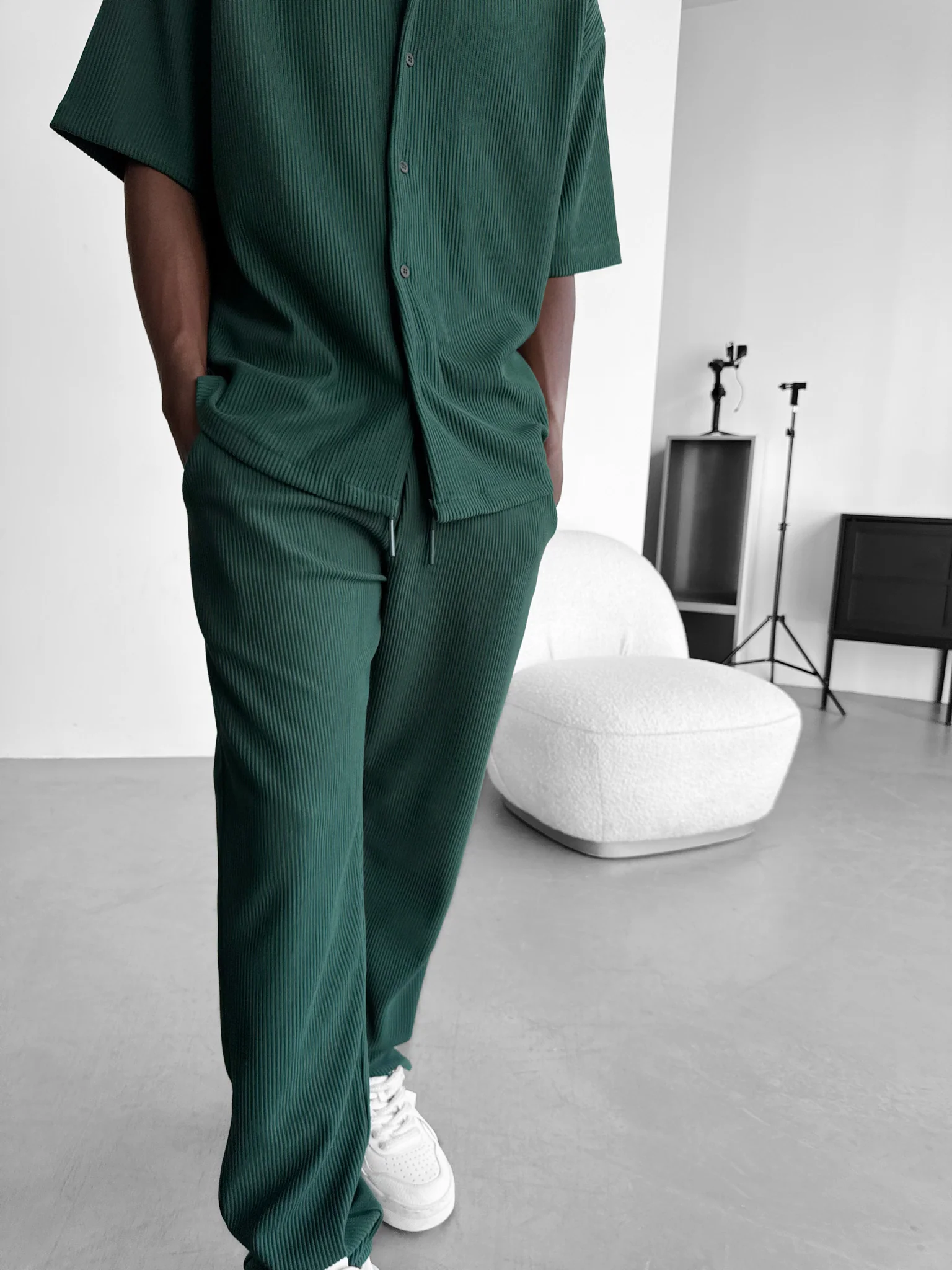 Loose Fit Cord Pant - Forest Green - Image 3