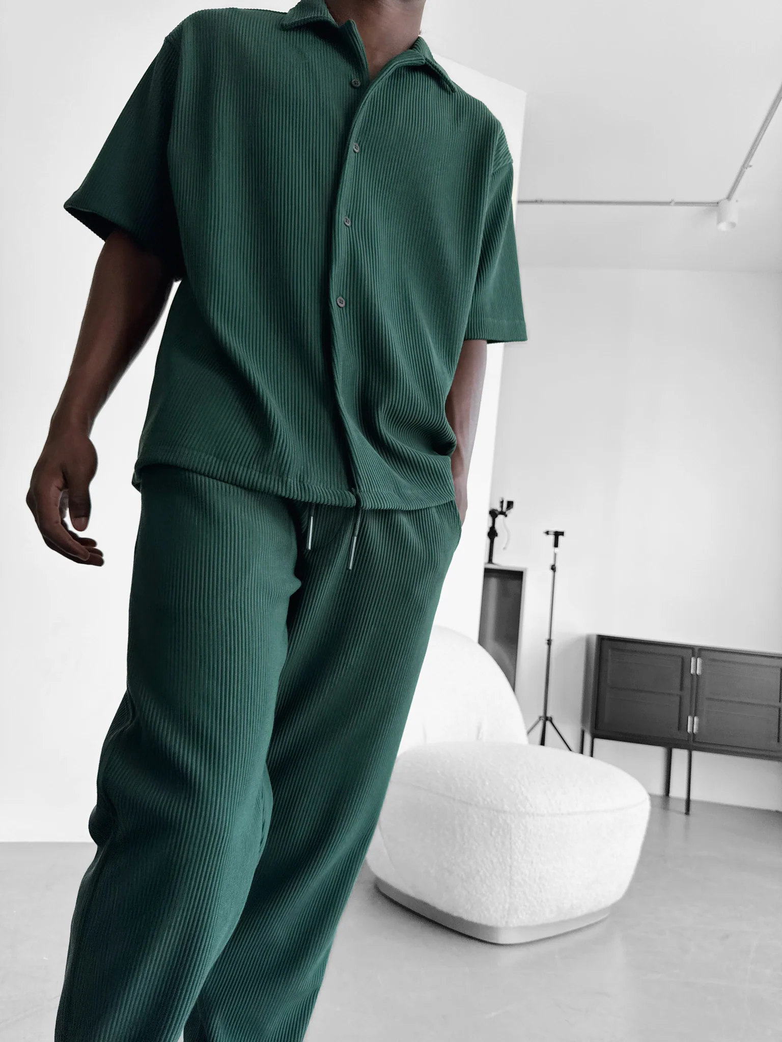 Loose Fit Cord Pant - Forest Green - Image 4