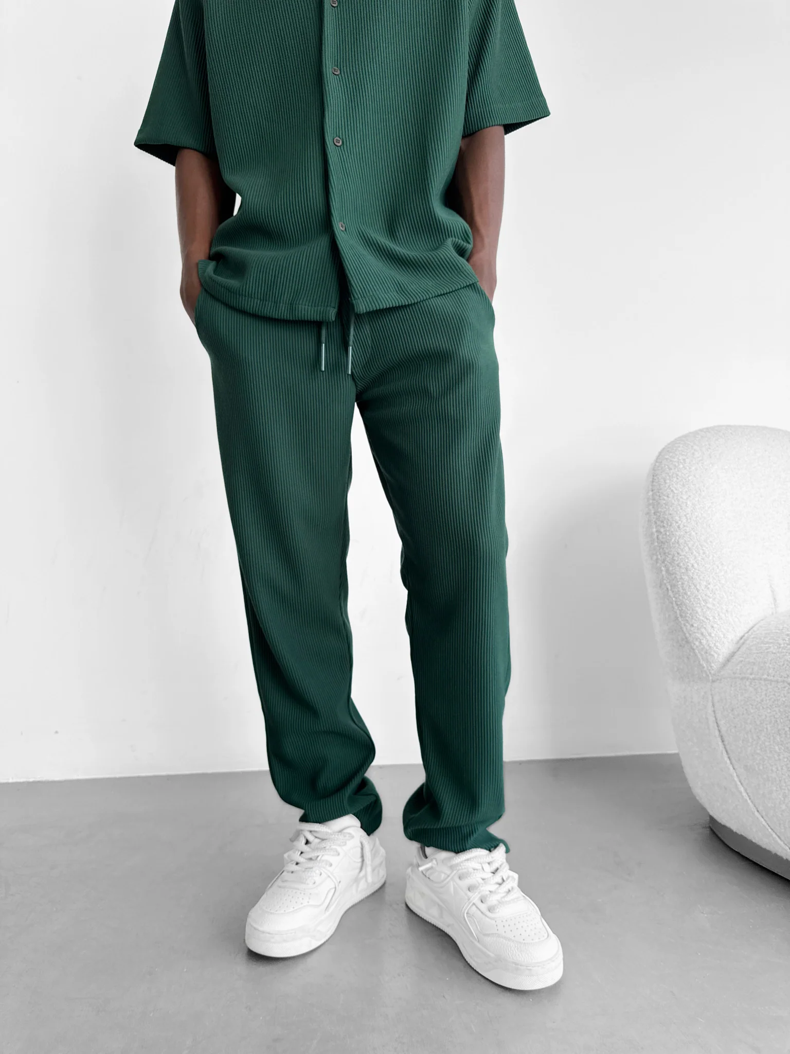 Loose Fit Cord Pant - Forest Green - Image 6