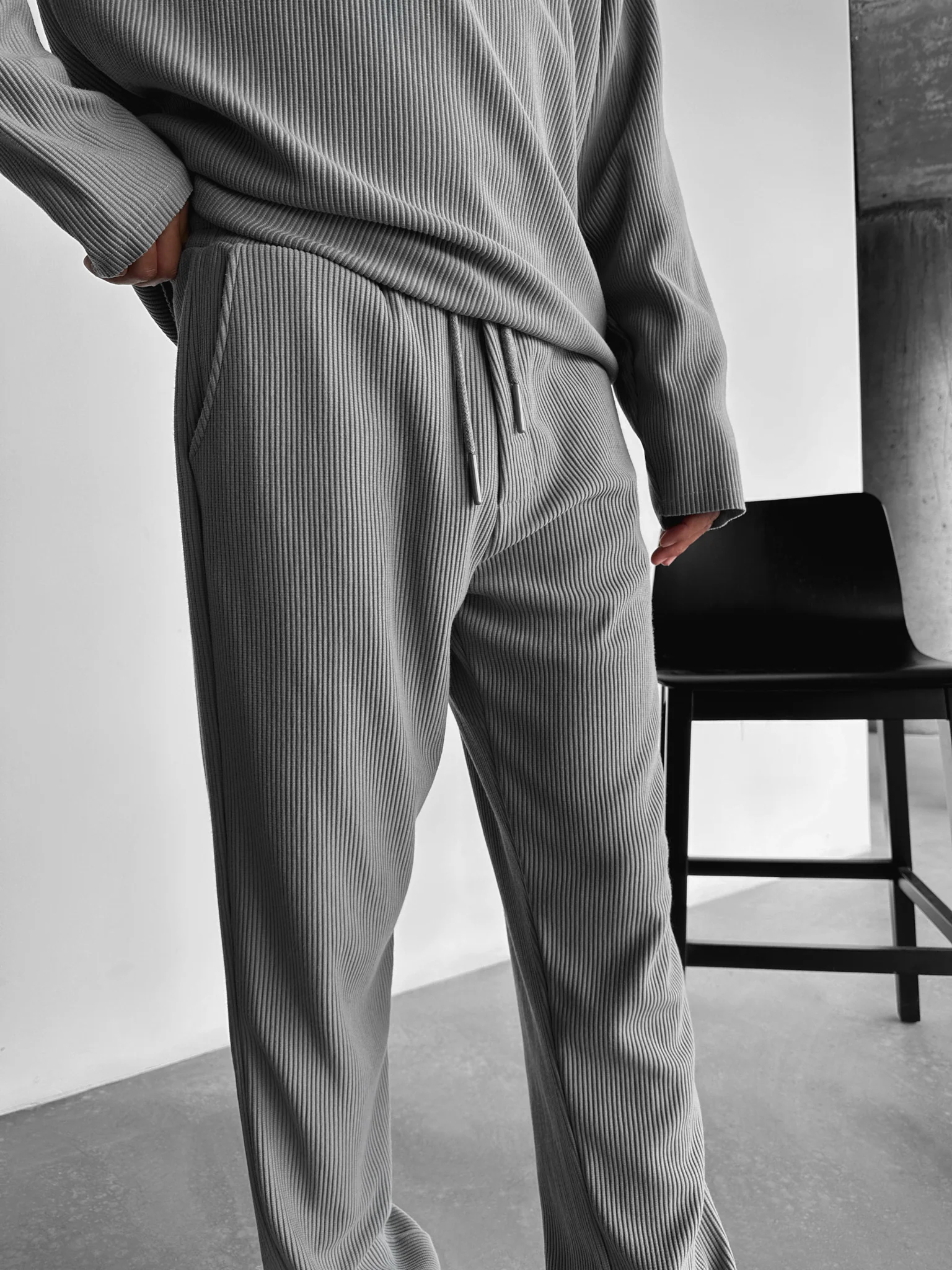 Loose Fit Cord Pant - Grey - Image 3