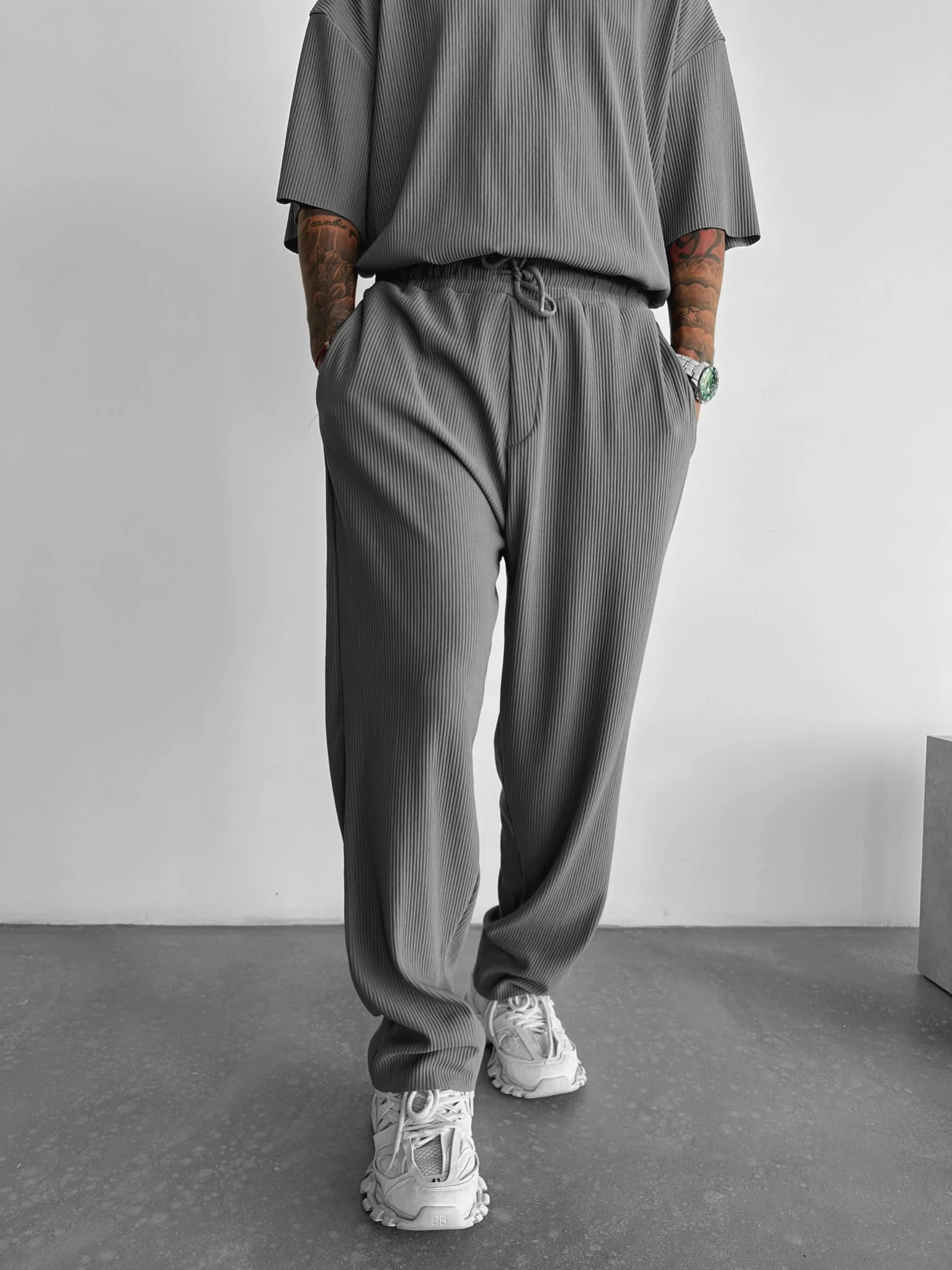 Loose Fit Cord Pant - Grey - Image 7