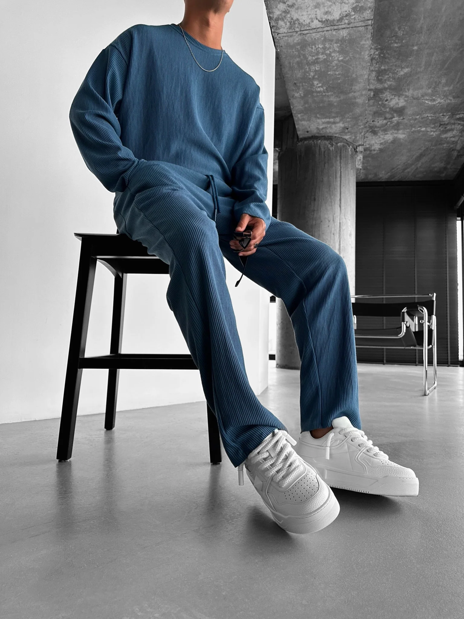 Loose Fit Cord Pant - Indigo - Image 4