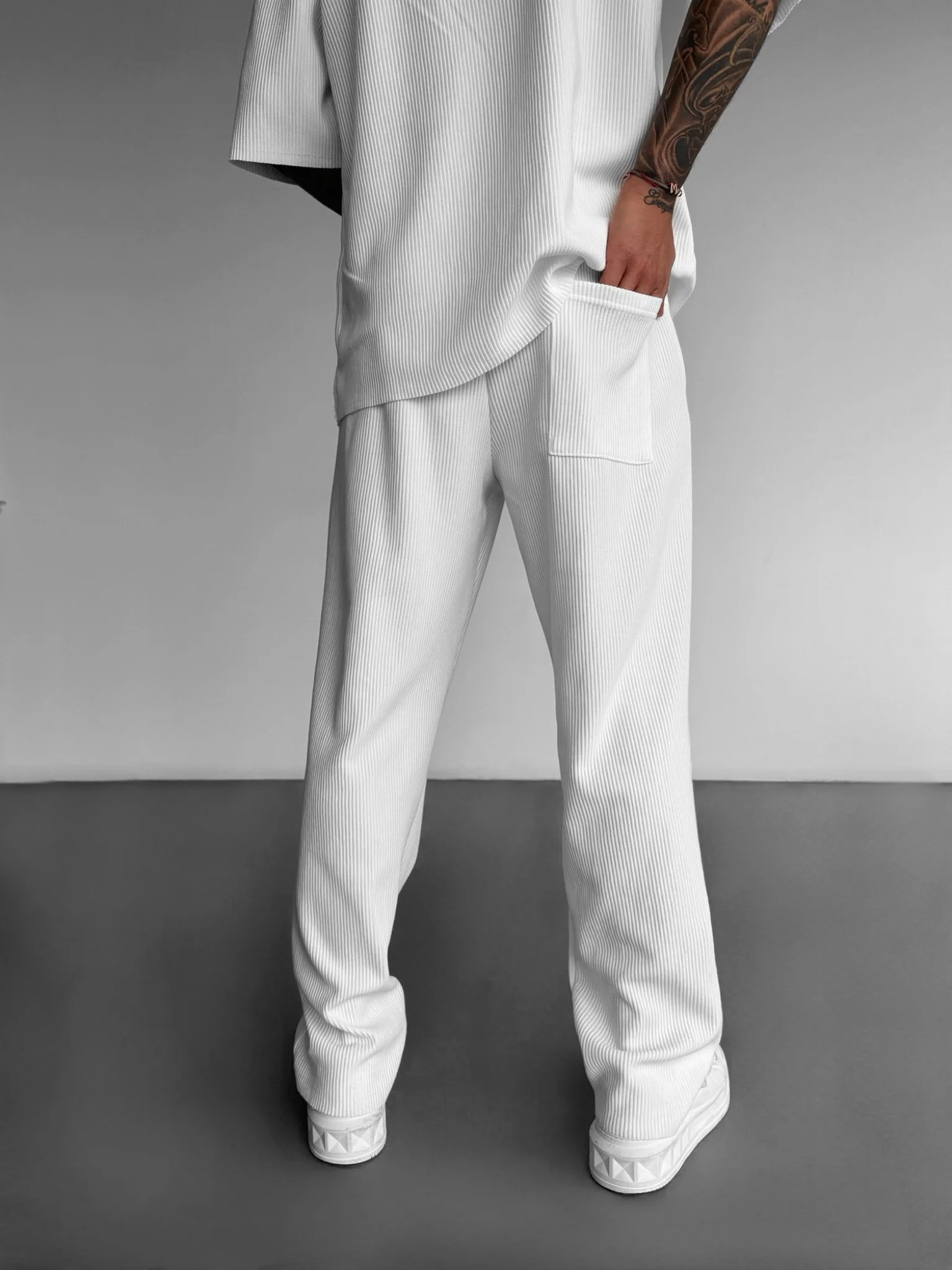 Loose Fit Cord Pant - White - Image 4