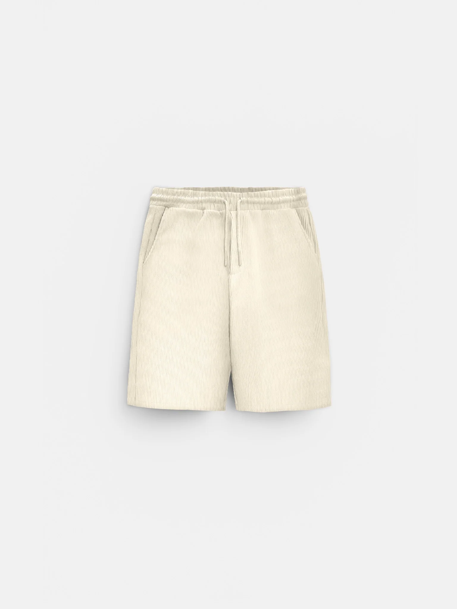 Loose Fit Cord Shorts - Beige - Image 5