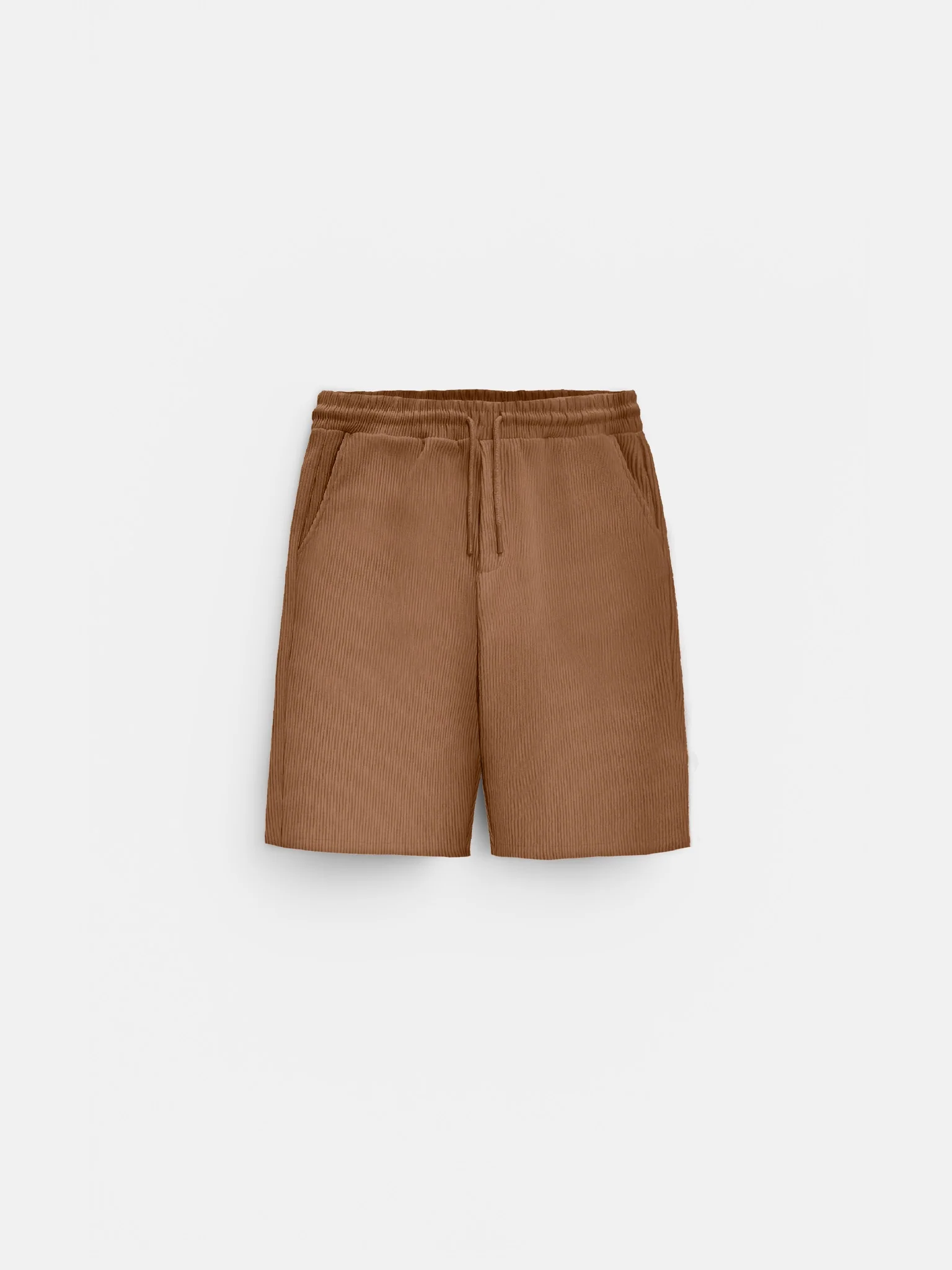 Loose Fit Cord Shorts - Brown - Image 6
