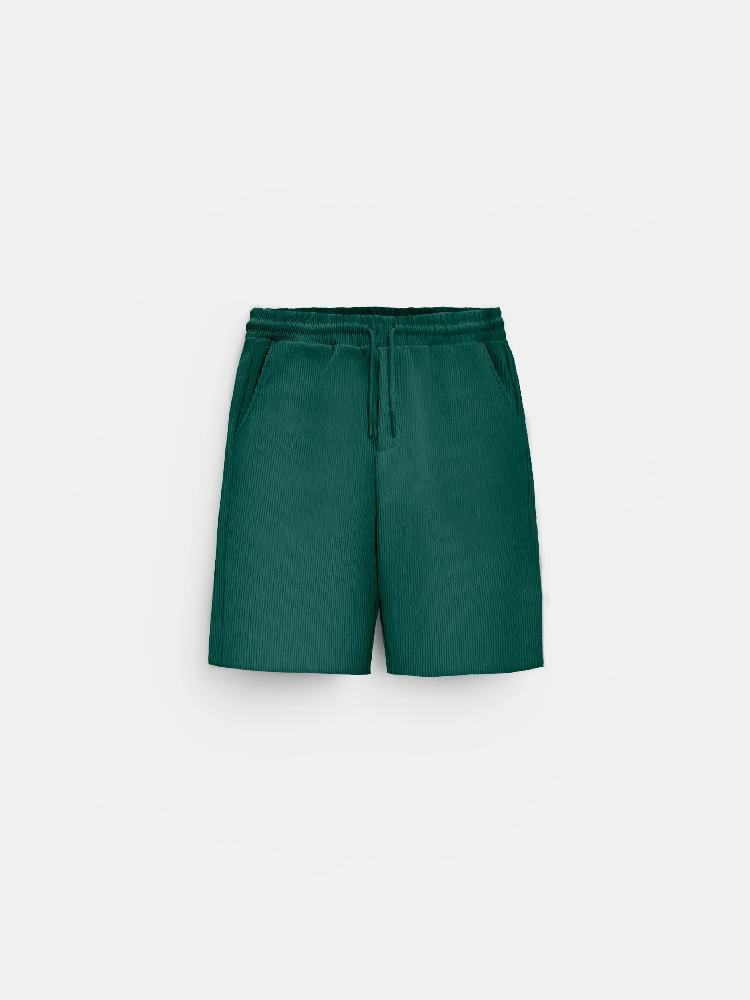 Loose Fit Cord Shorts - Green - Image 8