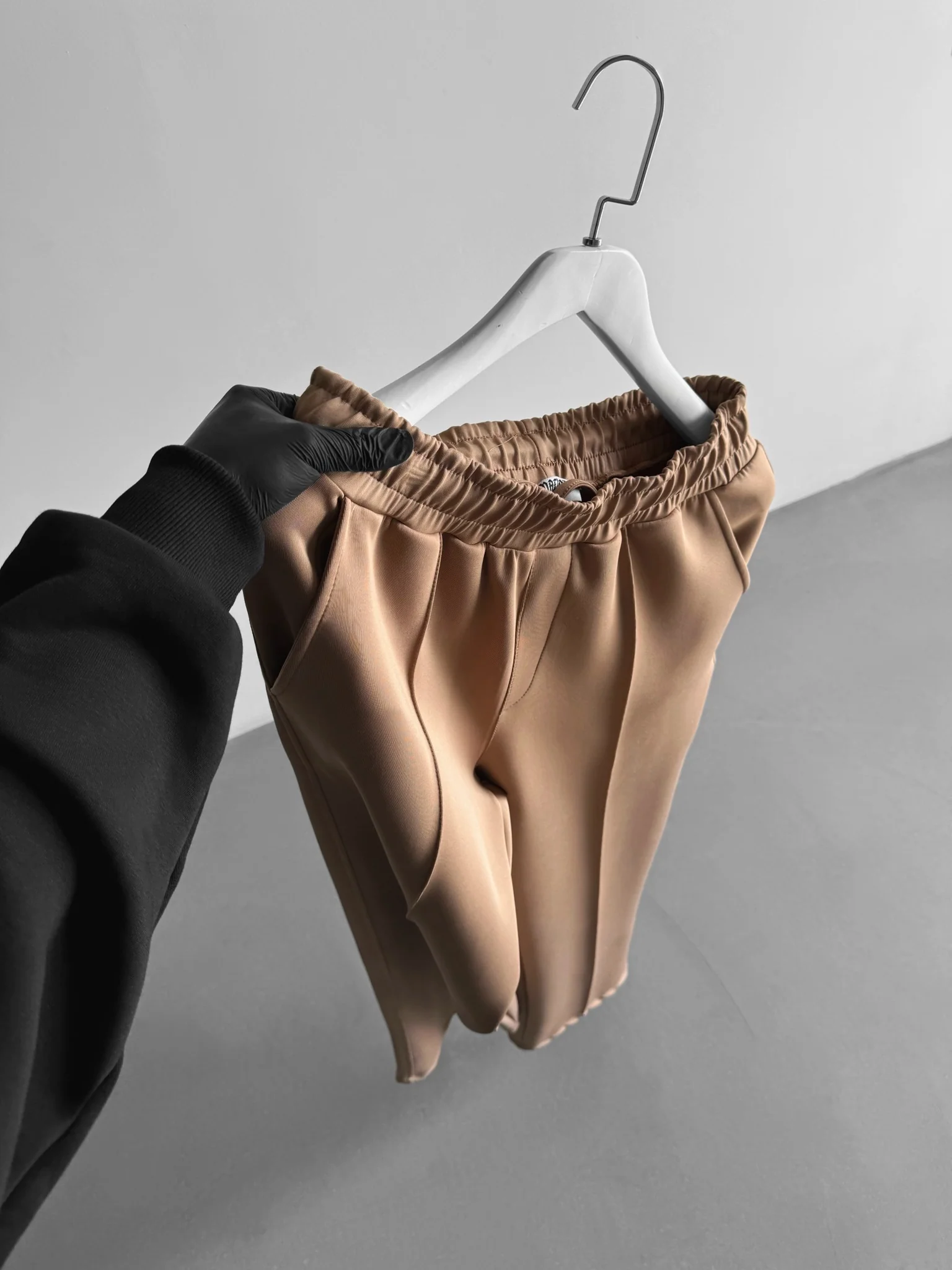 Loose Fit Diver Fabric Trousers - Beige - Image 5