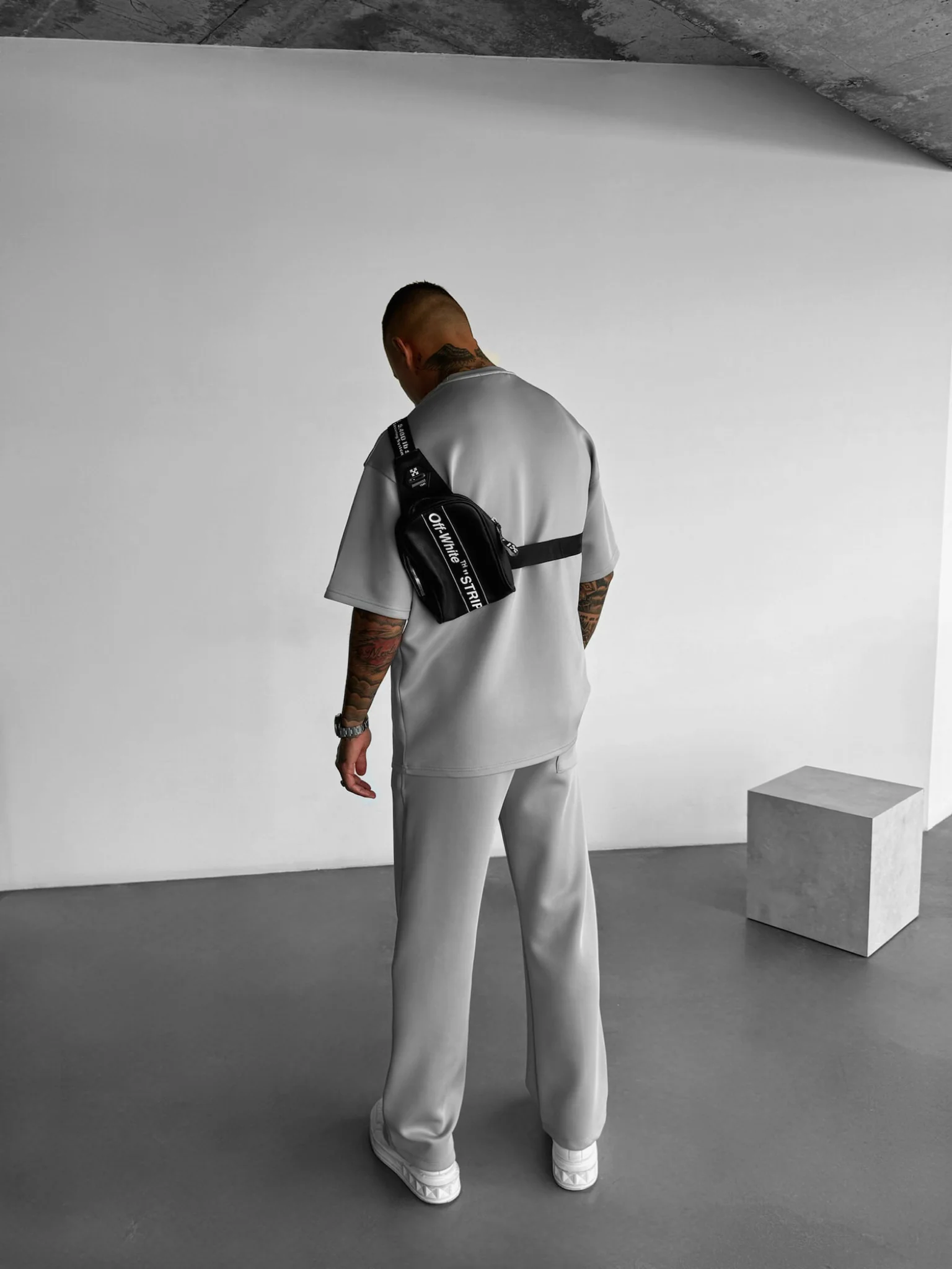 Loose Fit Diver Fabric Trousers - Grey - Image 4