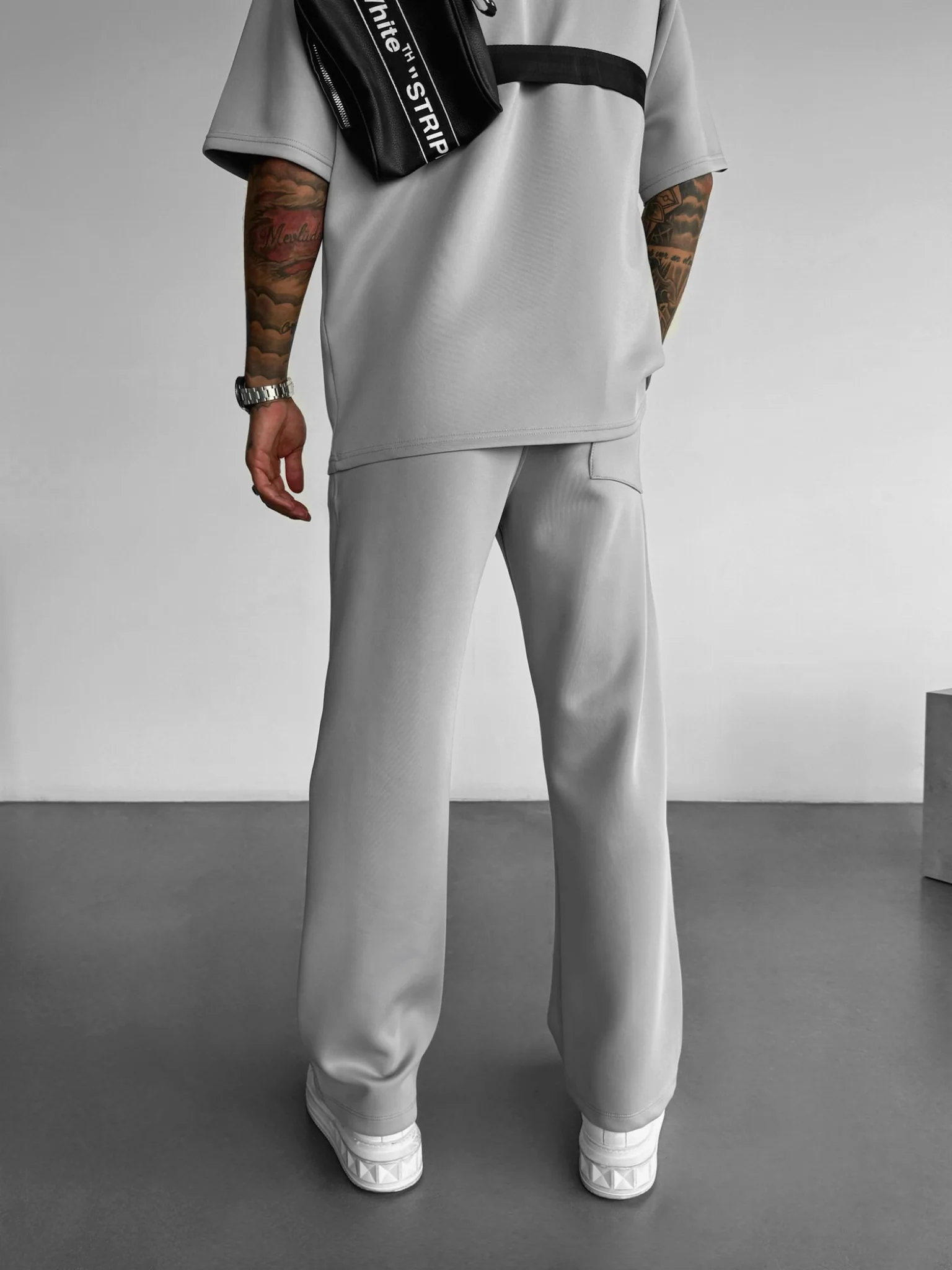 Loose Fit Diver Fabric Trousers - Grey - Image 5