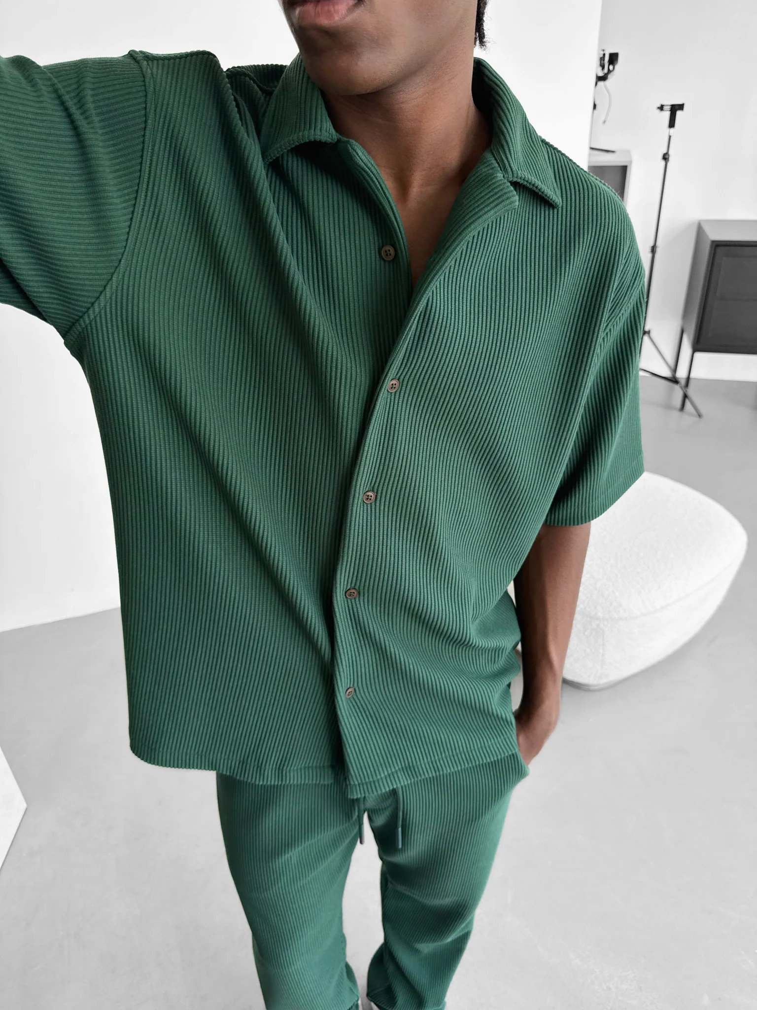 Oversize Cord Shirt - Green - Image 3