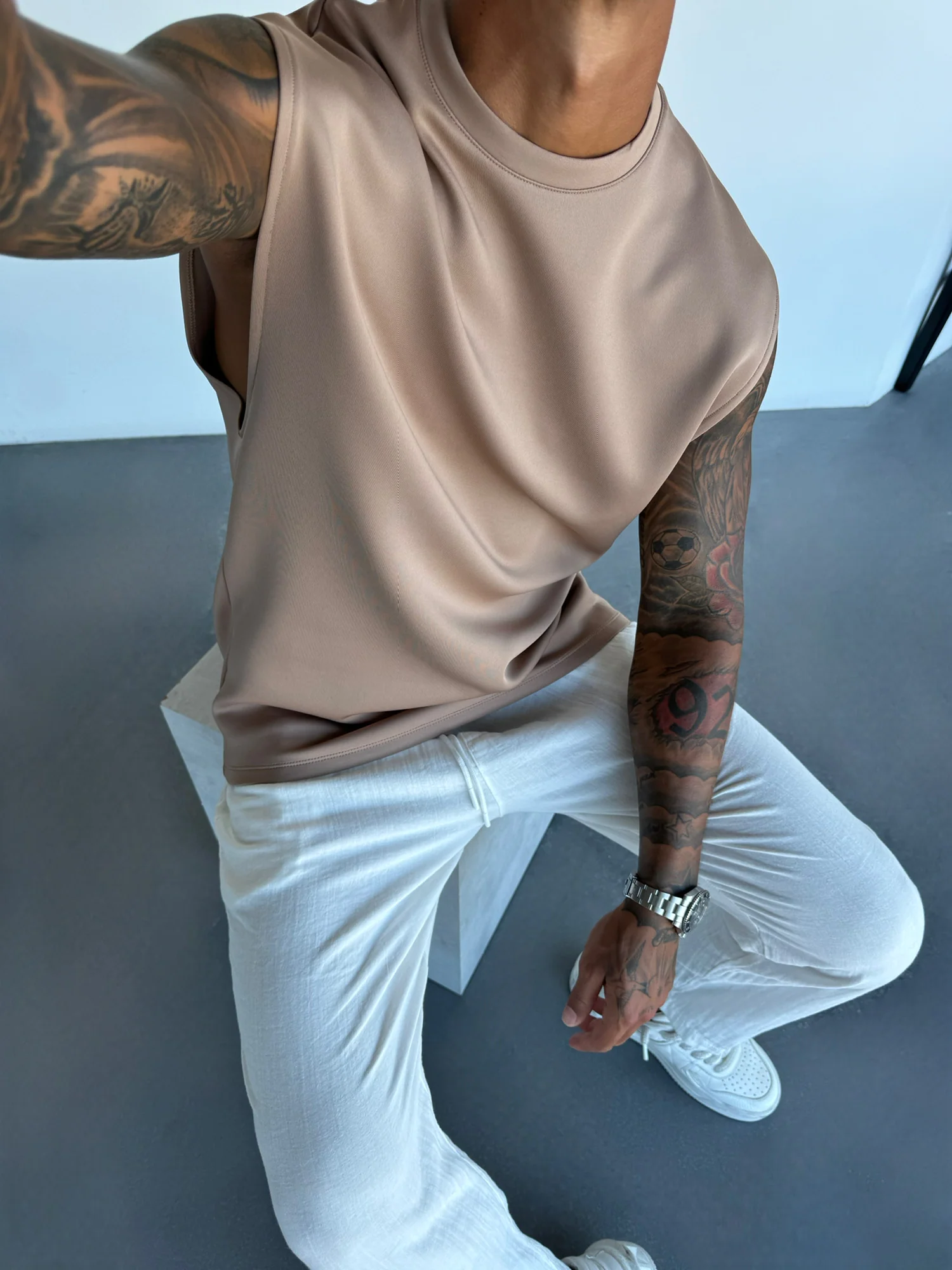 Oversize Diver Tanktop - Beige - Image 3