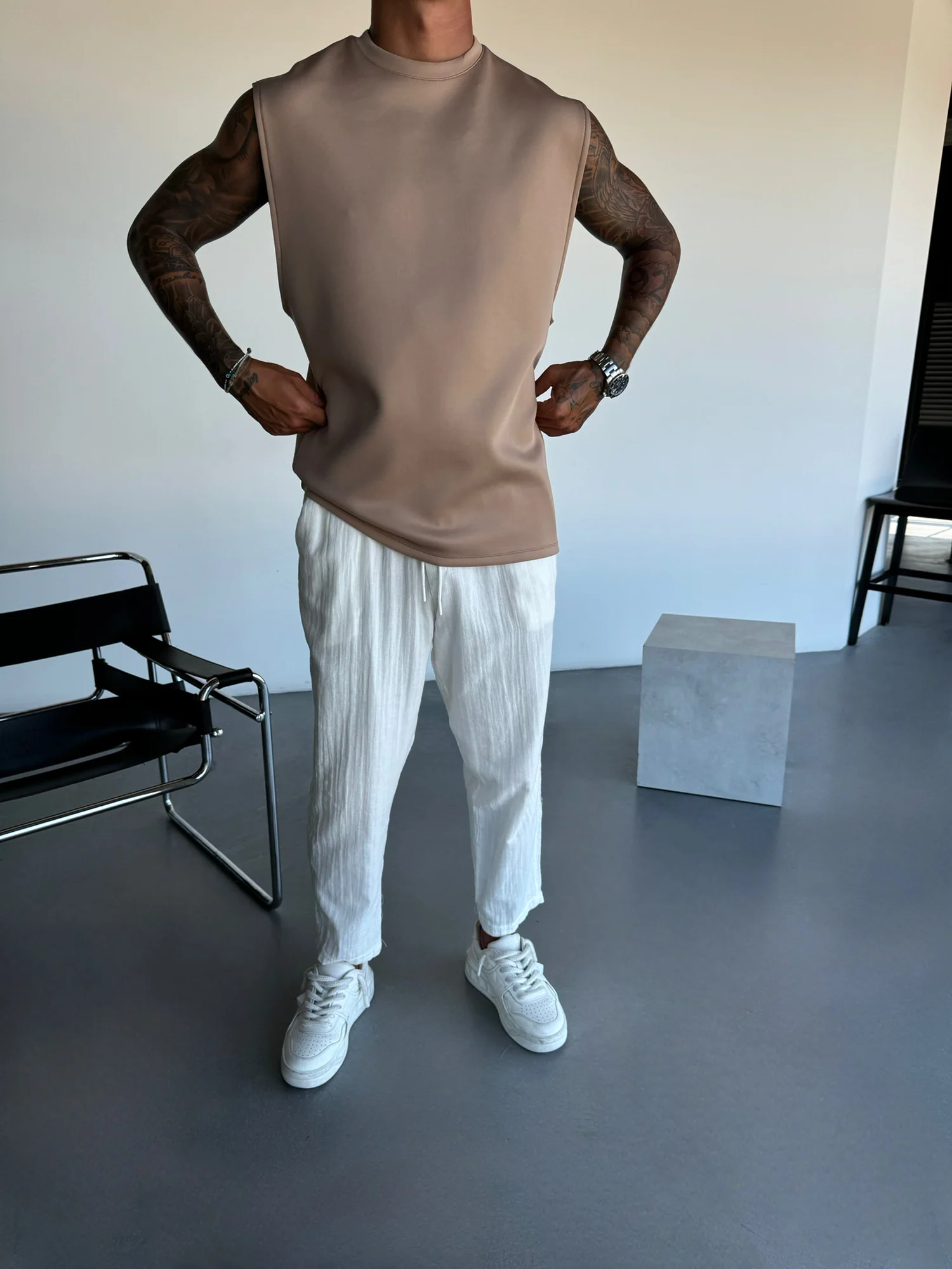 Oversize Diver Tanktop - Beige - Image 4