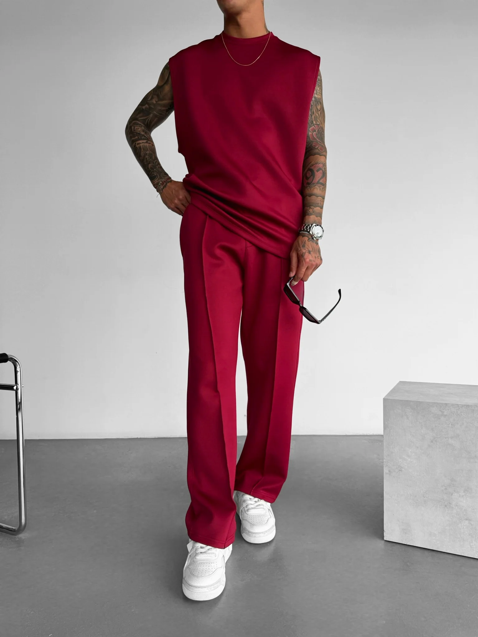 Oversize Diver Tanktop - Bordeaux - Image 3