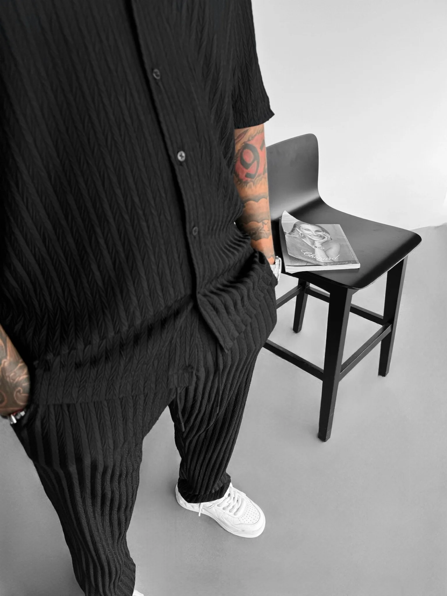 Oversize Structured Shirt - Black - Image 3