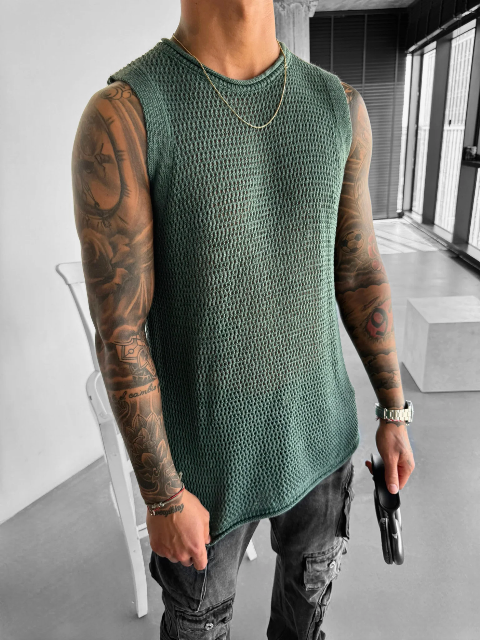 Oversize Textured Tanktop - Petrol - Image 3