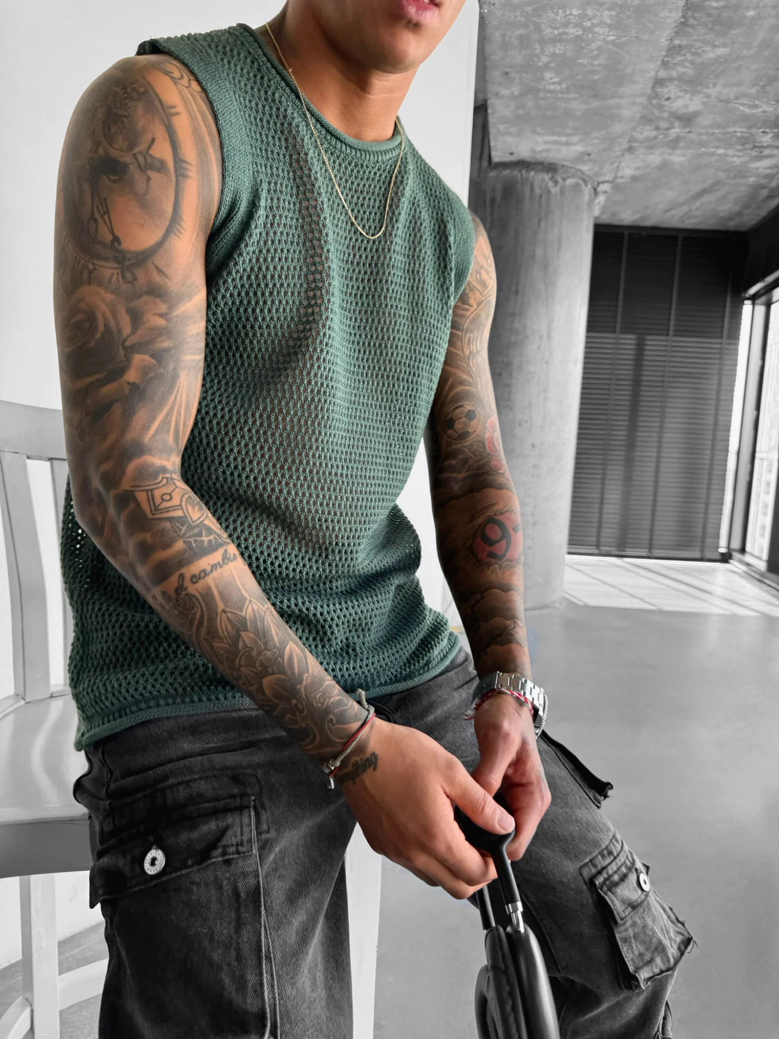 Oversize Textured Tanktop - Petrol - Image 4