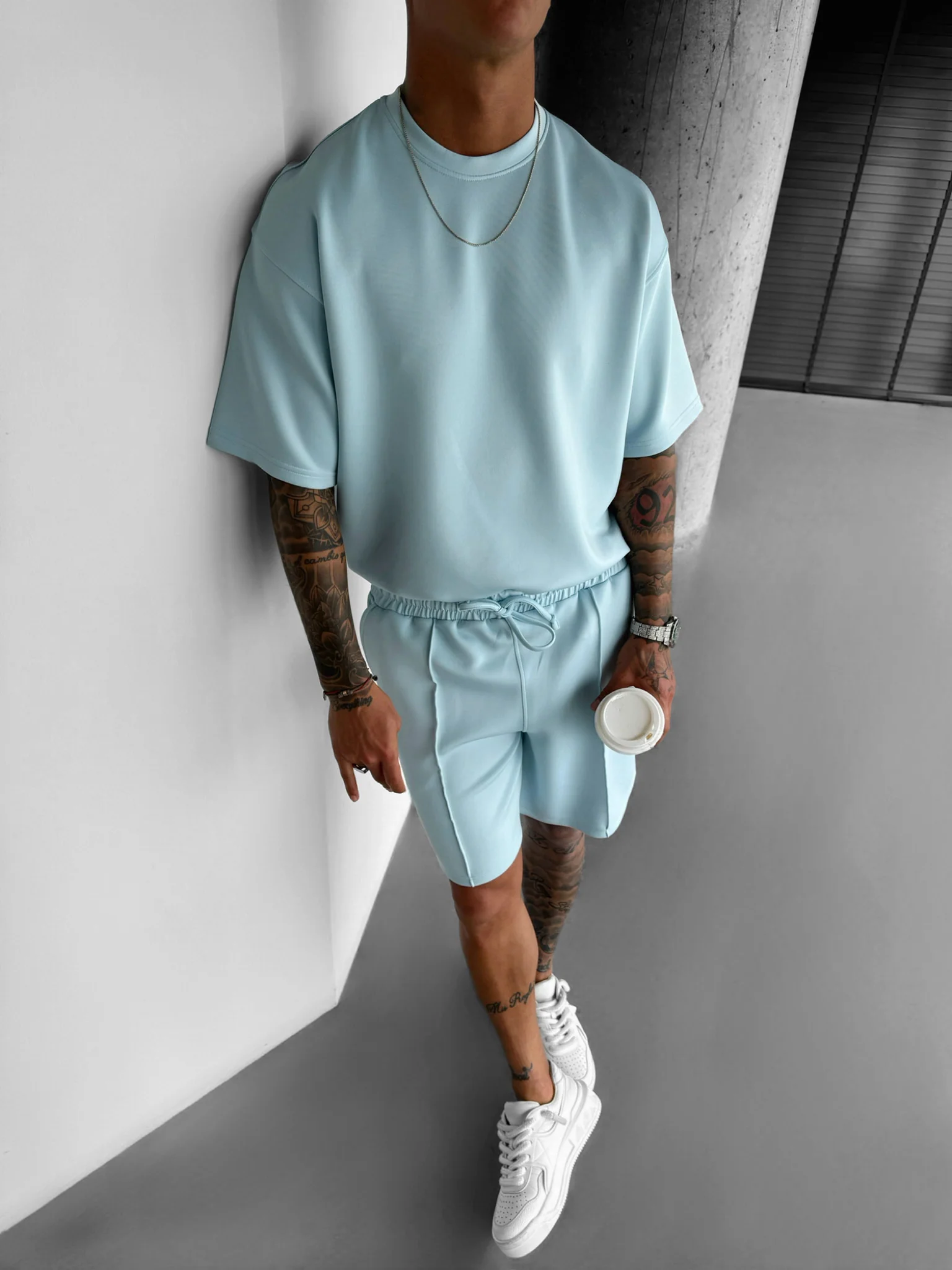 Regular Fit Diver T-shirt - Babyblue - Image 3