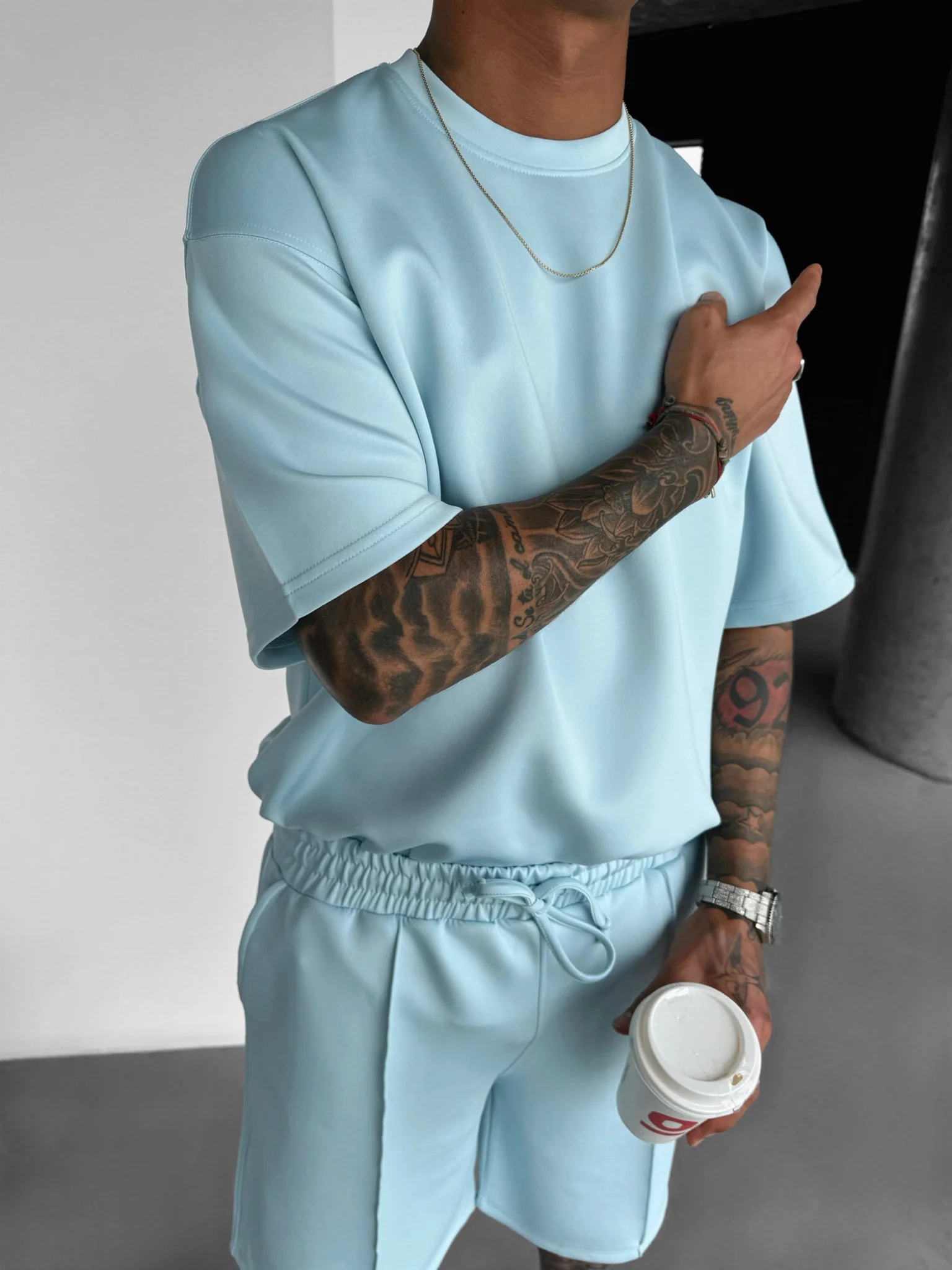 Regular Fit Diver T-shirt - Babyblue - Image 4