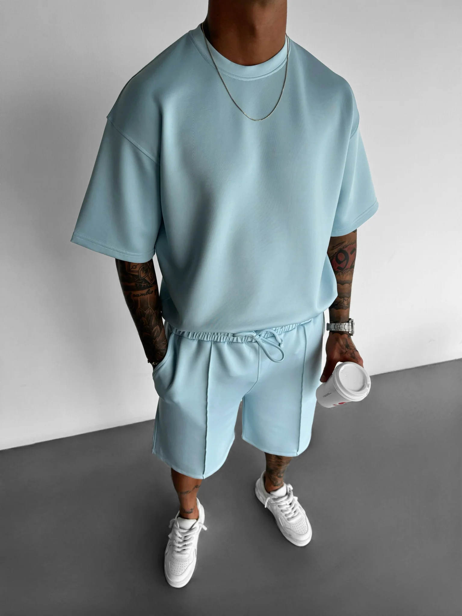 Regular Fit Diver T-shirt - Babyblue - Image 5