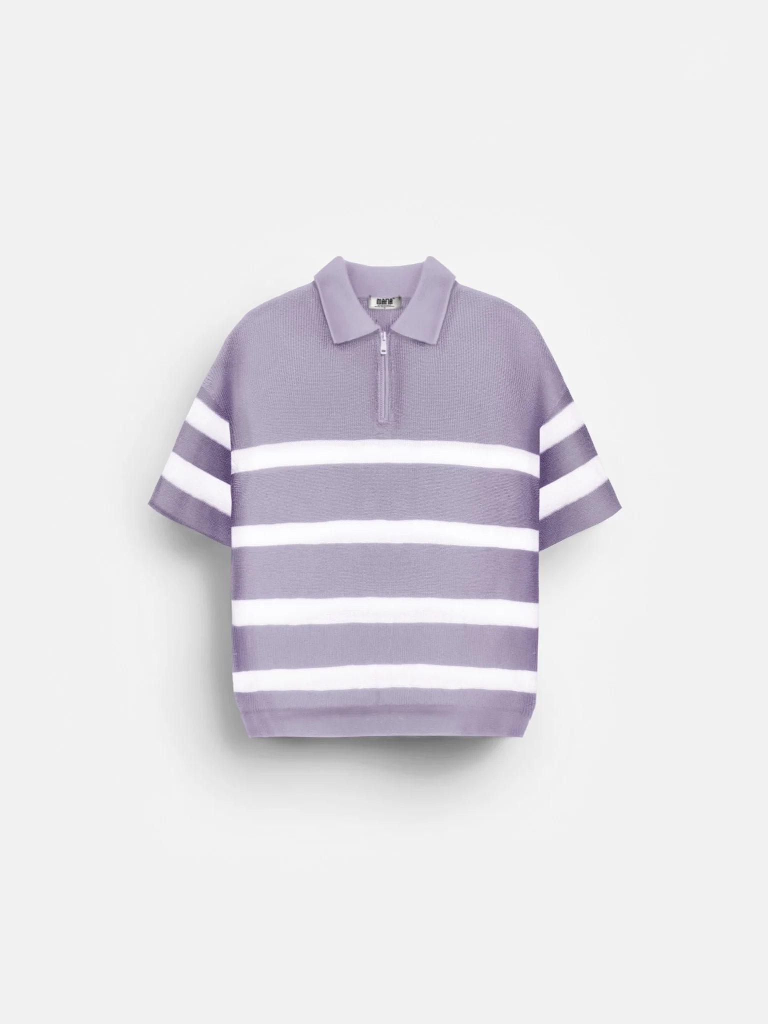 Regular Knit Zipper T-shirt - Lila - Image 5