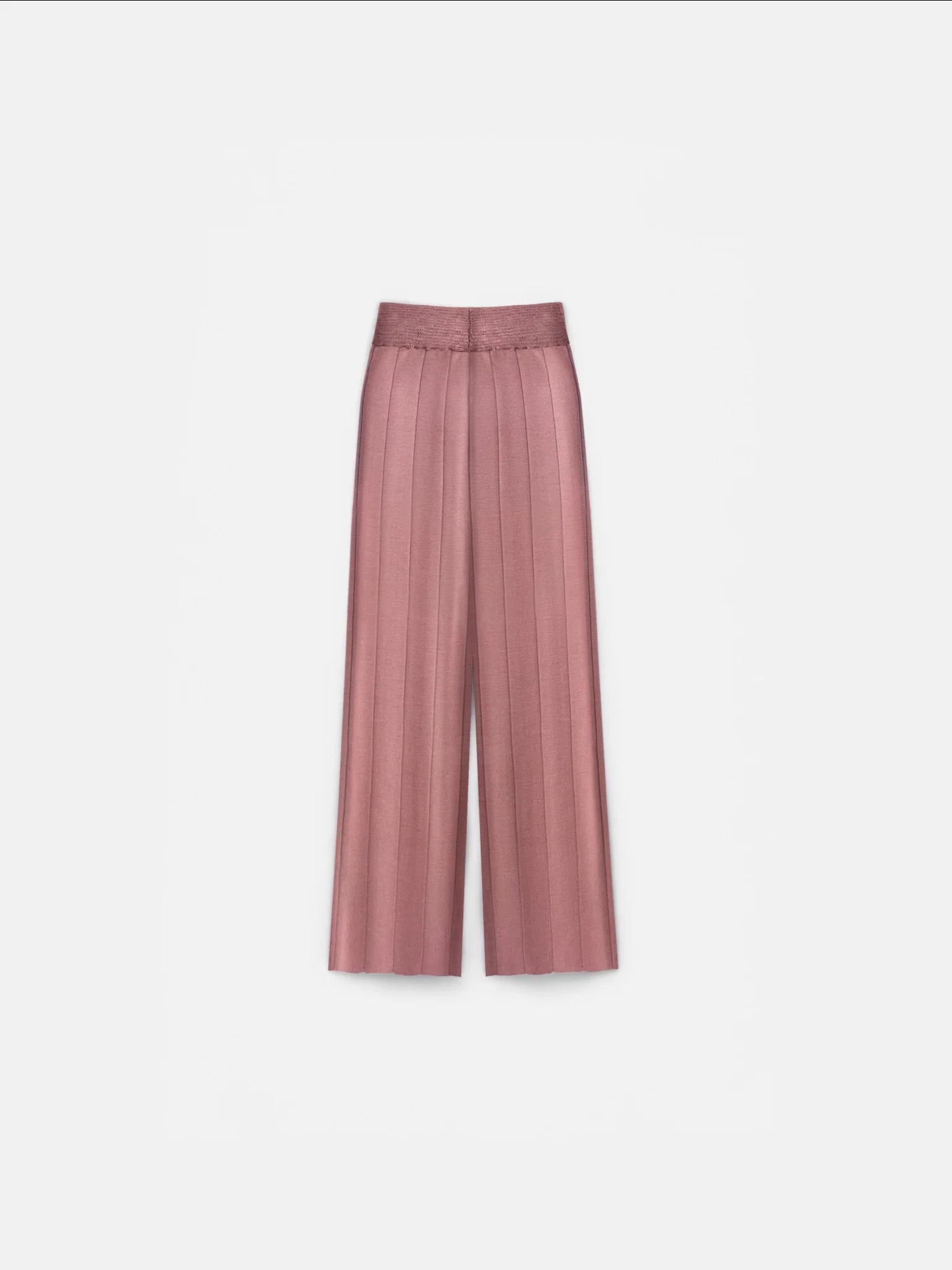 Wide Leg Knit Textured Trousers - Pouder - Image 3